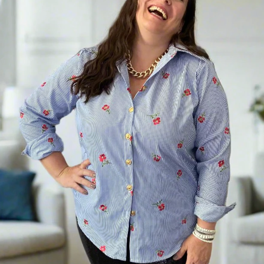 DOTTY Stripes + Roses Shirt