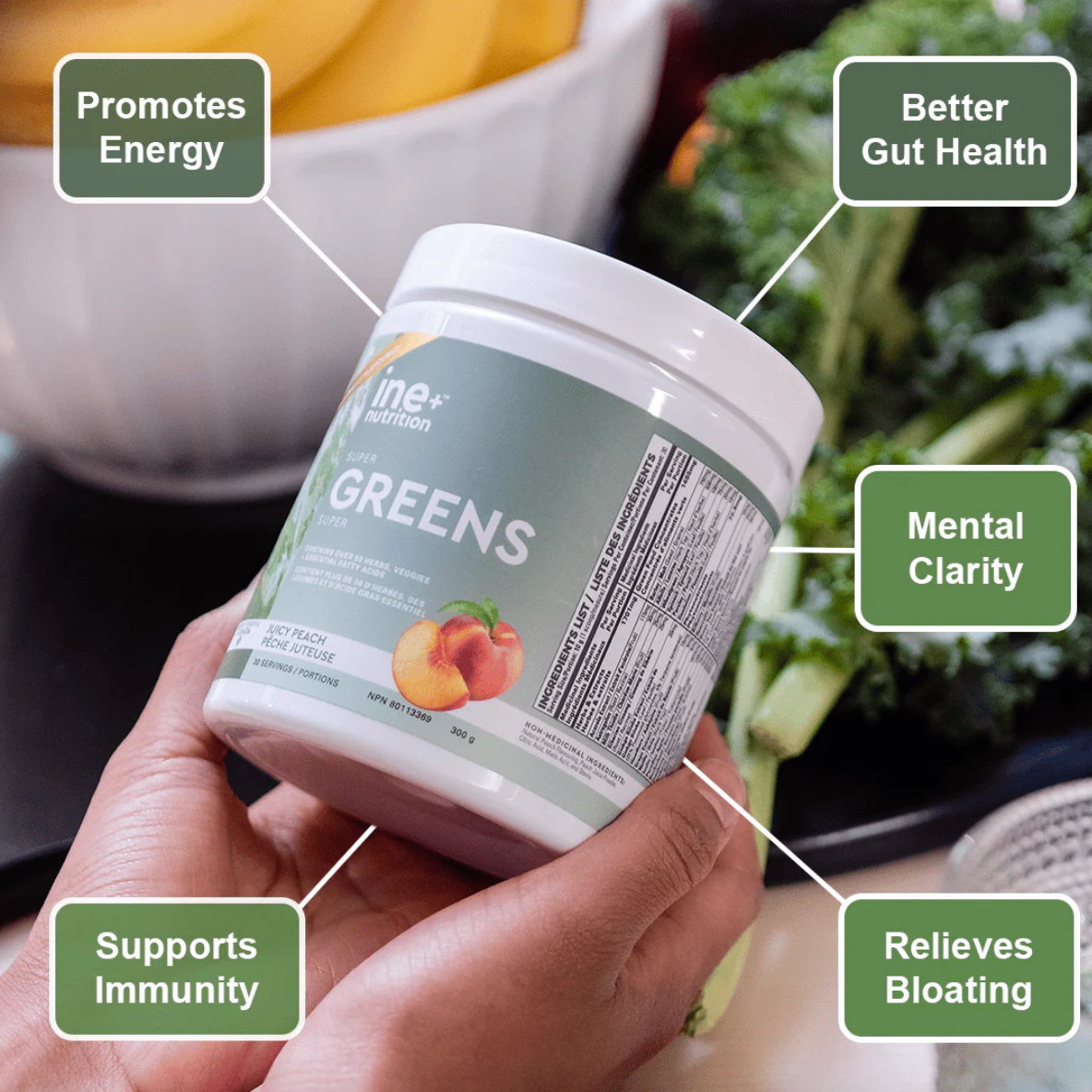 ine+ nutrition Super Greens Juicy Peach