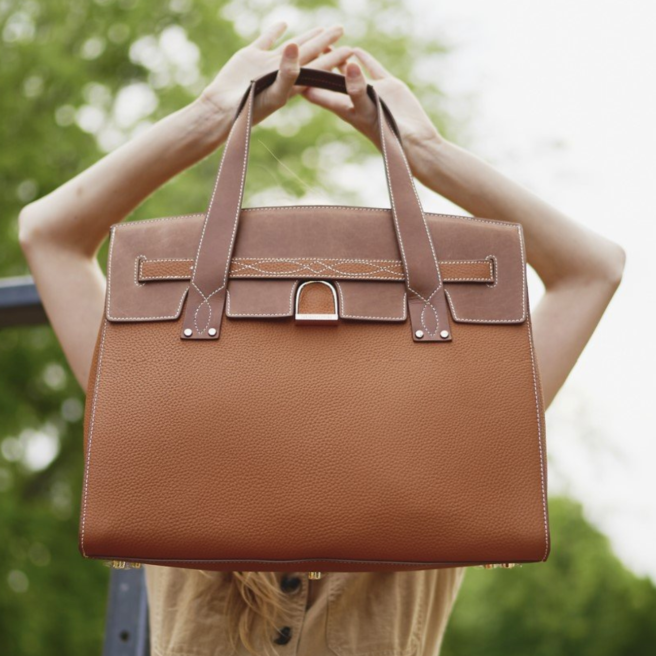 Oakbark & Chrome STABLE Tote in Brindle & Teak