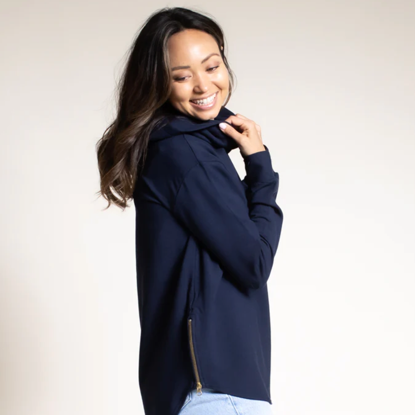 Olive + Splash Long Swoop Bamboo Hoodie