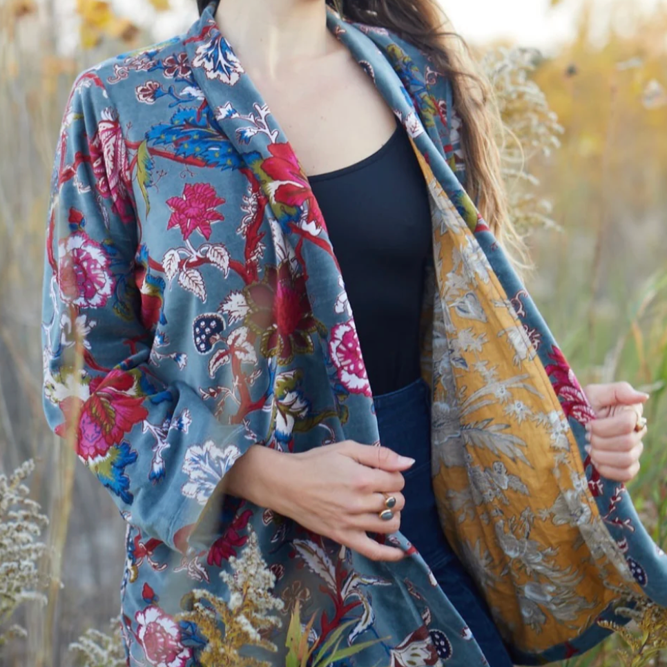 Love Not Fear Velvet & Cotton Jacket