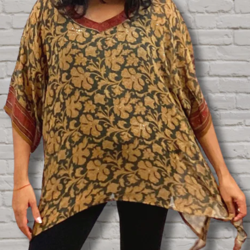 sariKNOTsari Avatar Long Pure Silk Long Tunic with Side Ties