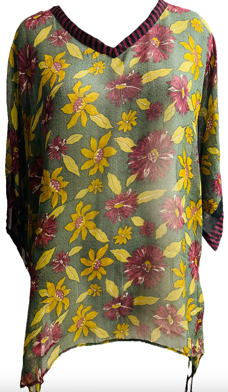 sariKNOTsari Avatar Long Pure Silk Long Tunic with Side Ties