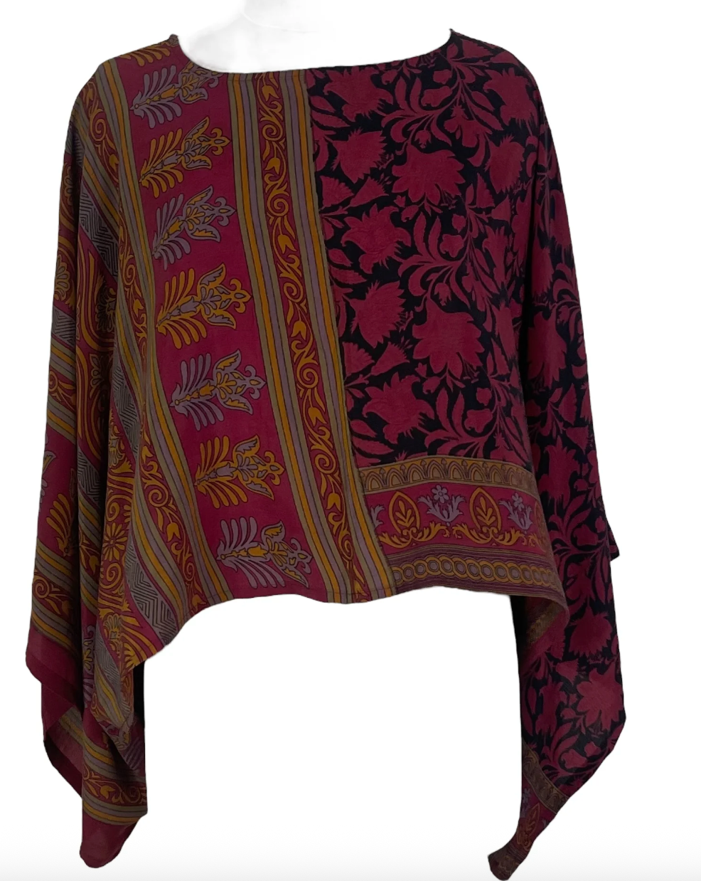 sariKNOTsari Avatar Pure Silk Kimono-Sleeved Top