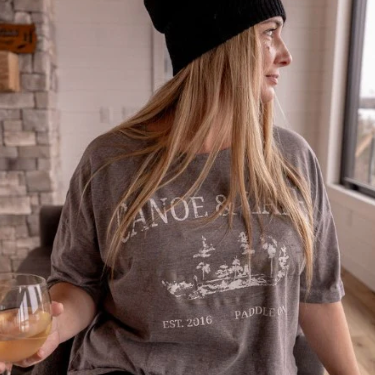 Canoe & Lake Heathered Grey HERITAGE Weekender Boxy Tee