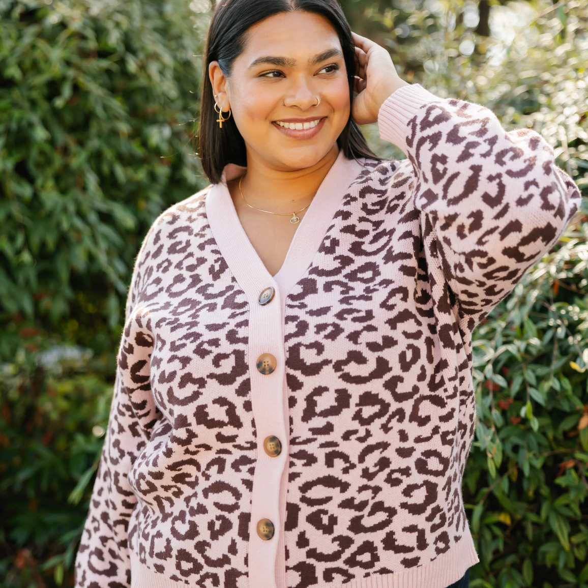 Smash & Tess LEOPARD Cardigan - Antique Rose/Black