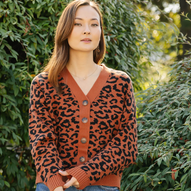 Smash & Tess LEOPARD Cardigan - Rust Brown/Black