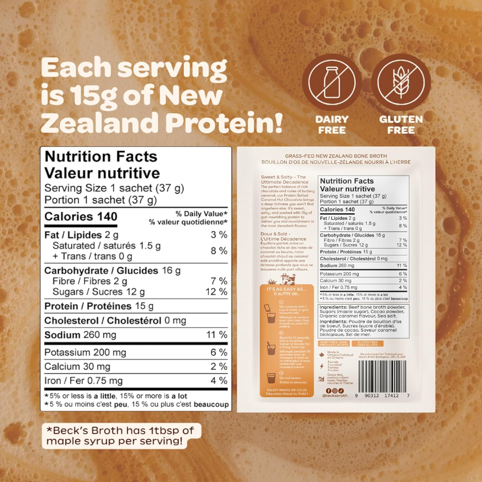 Beck's Broth Protein Salted Caramel Hot Chocolate