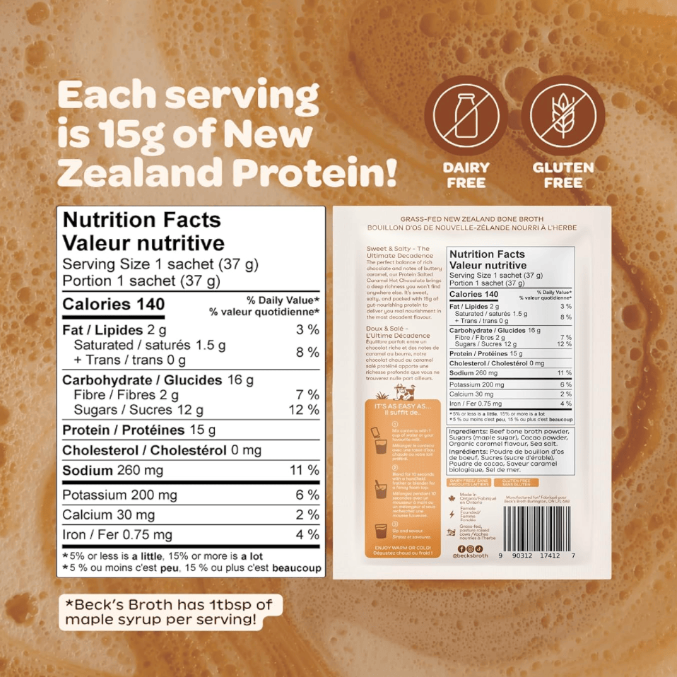 Beck's Broth Protein Salted Caramel Hot Chocolate