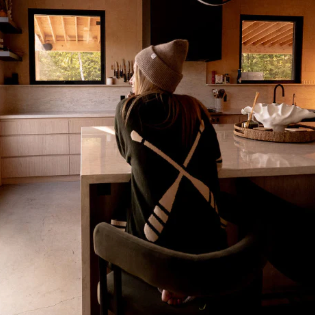 Canoe & Lake Dockside Knit Cardigan