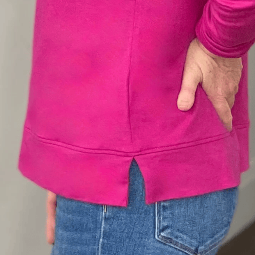 DOTTY V-Neck Hot Pink Sassy Sweatshirt