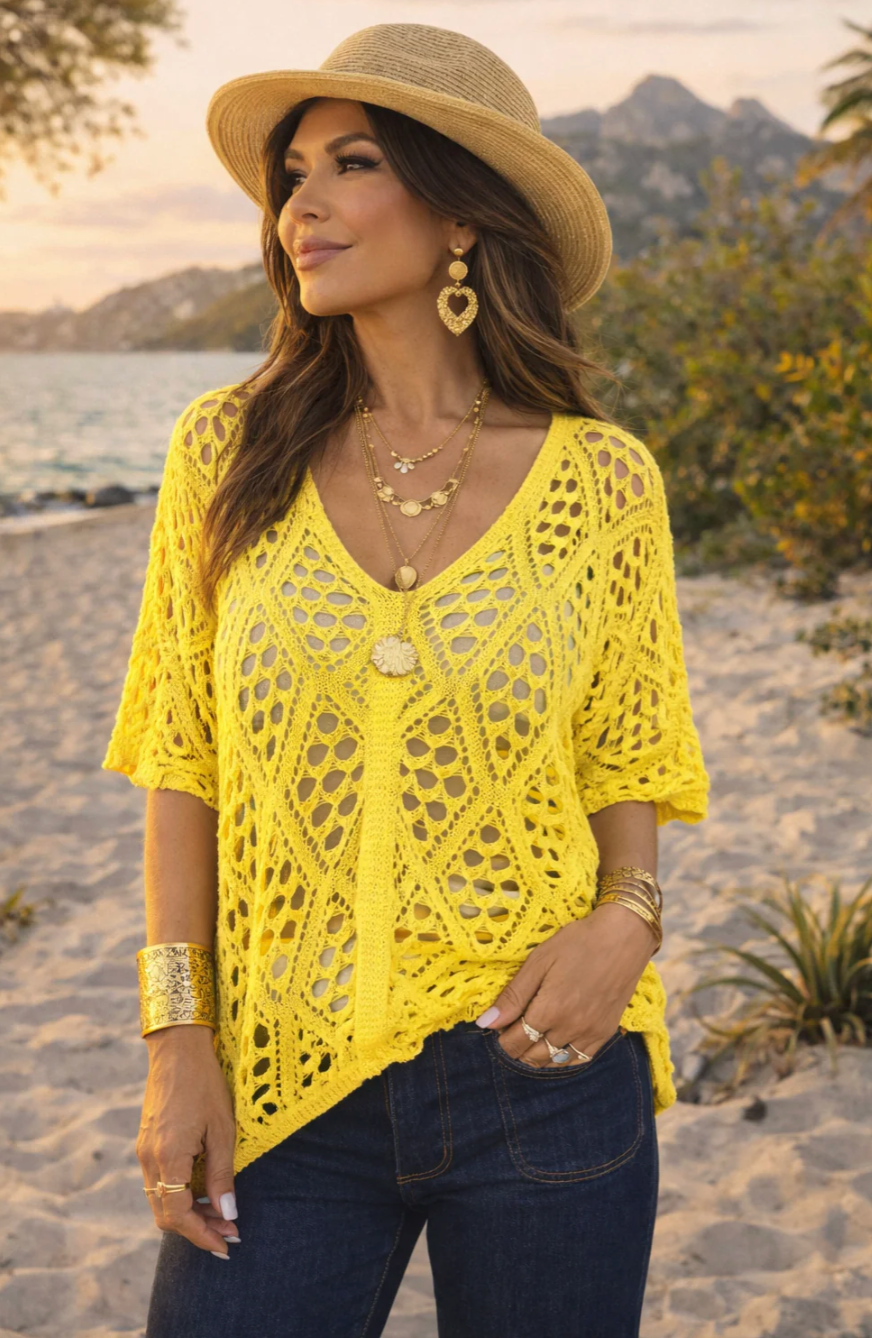 BAZ Italian Crochet Vintage Top