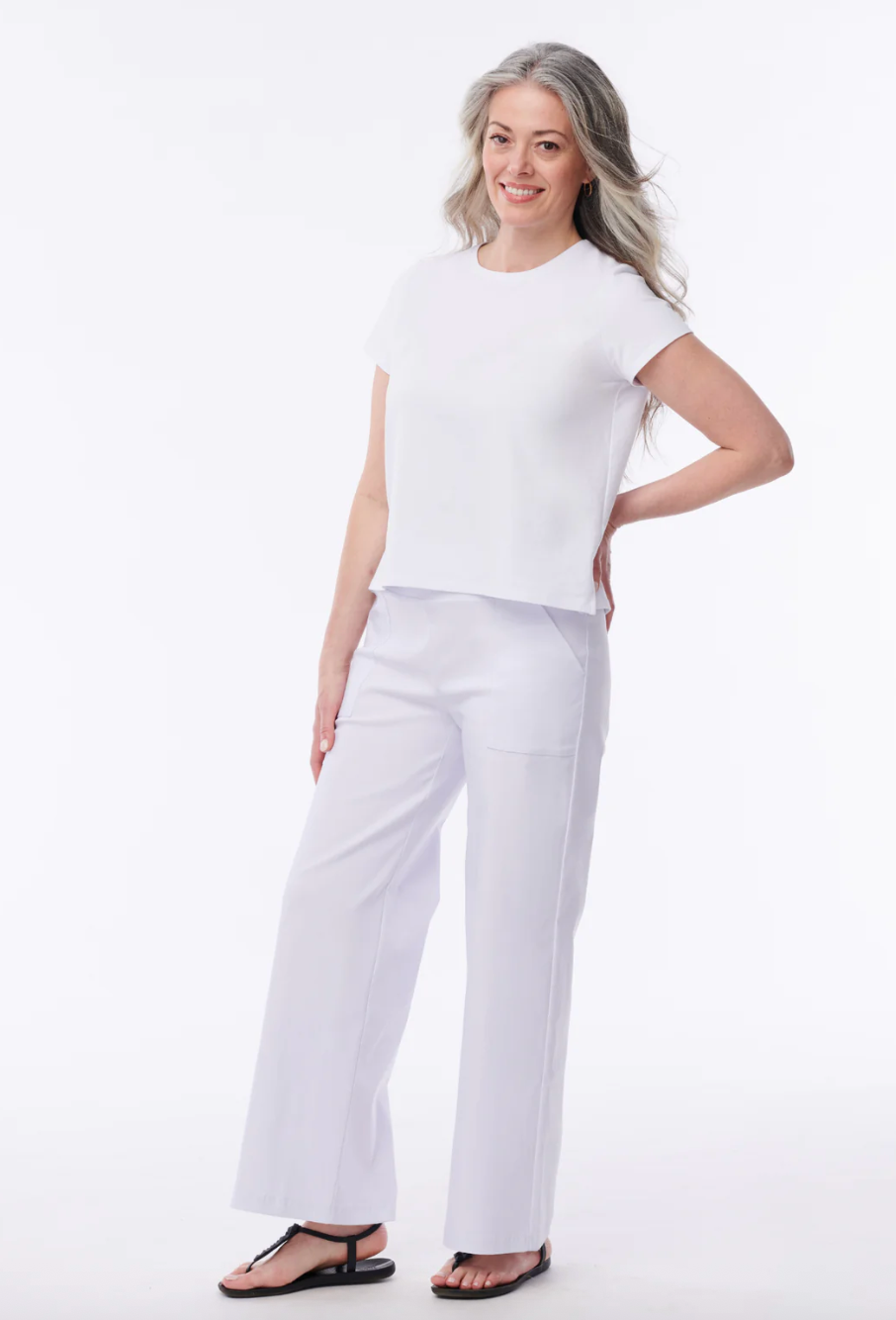 Helene Clarkson Design ANDORRA WHITE Crop Pants with Pockets