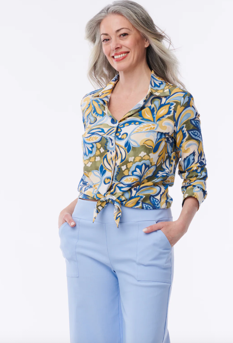 Helene Clarkson Design AMALFI BLUE PRINTED Blouse