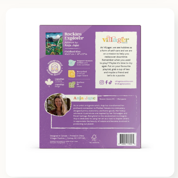 Villager Puzzles - ROCKIES EXPLORER 500-Piece Puzzle for Adults, Designed in Canada by Anja Jane