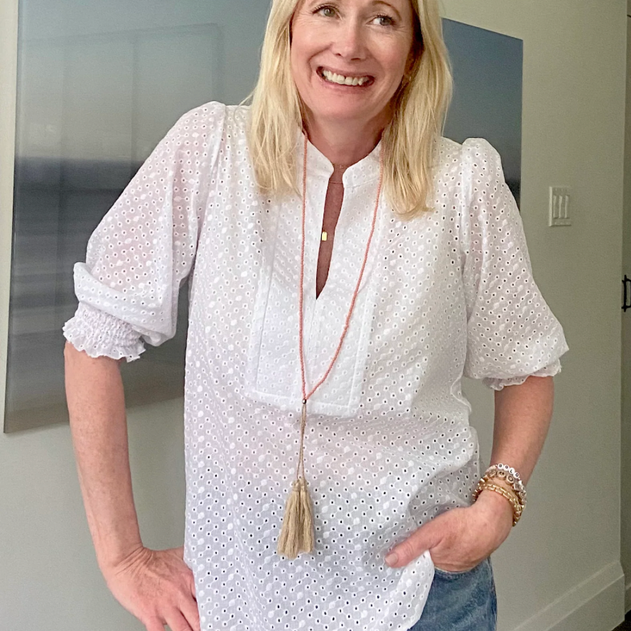 DOTTY White Eyelet Summer Blouse