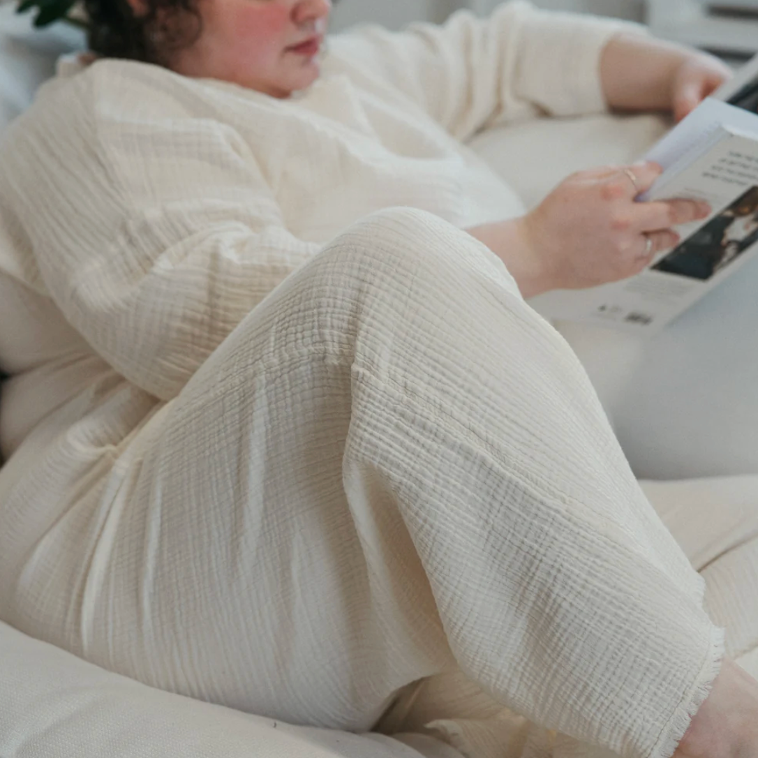 Pokoloko - Turkish Cotton PLUS Crinkle Drawstring Palazzo Pants
