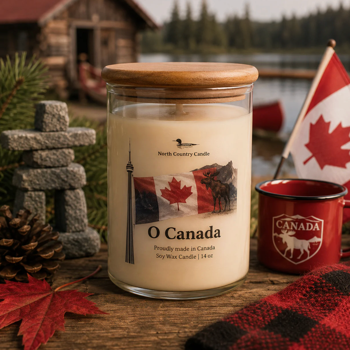North Country Candle - Oh CANADA 30oz Soy Wax Candle with Bamboo Lid