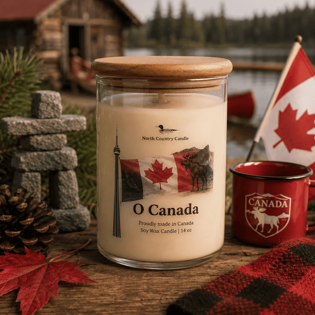 North Country Candle - Oh CANADA 30oz Soy Wax Candle with Bamboo Lid