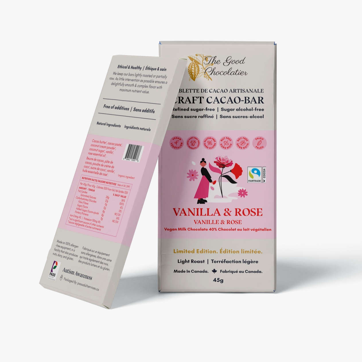 The Good Chocolatier - Vanilla Rose 40% Milk Chocolate Bar