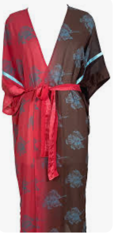 sariKNOTsari Avatar Long Pure Silk Kimono Sleeved Duster with Belt