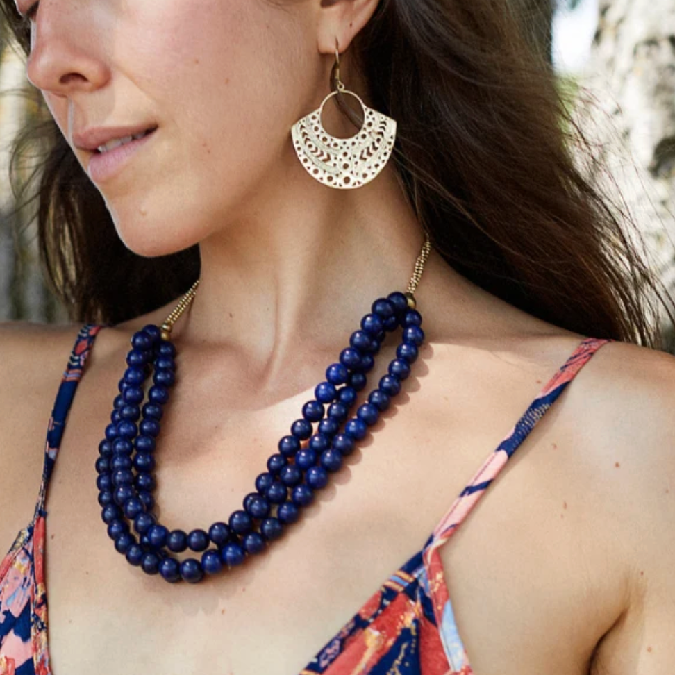 Love Not Fear LAPIS LAZULI Beaded Necklace