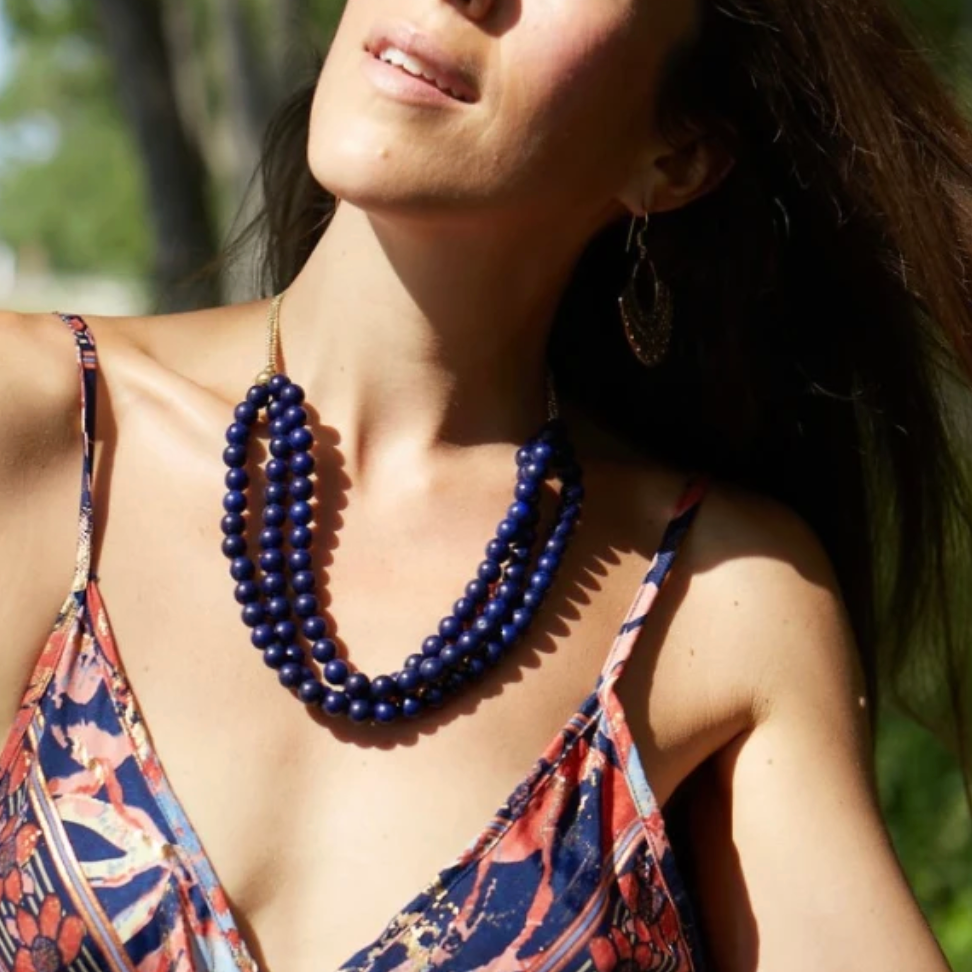 Love Not Fear LAPIS LAZULI Beaded Necklace