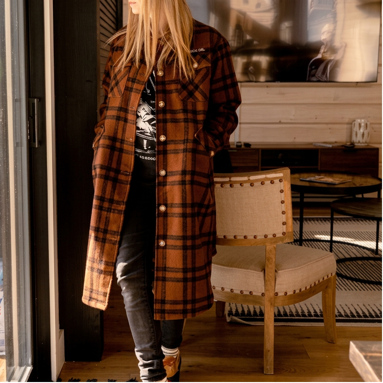 Canoe & Lake Original Lake Jacket FIRESIDE CAMEL BLACK TARTAN