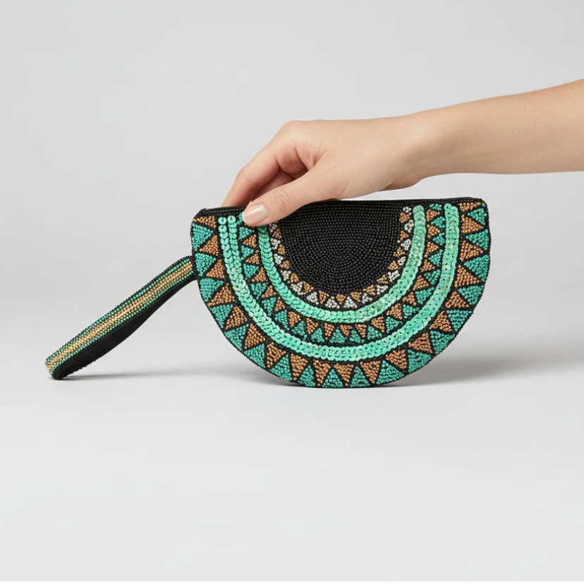 Dandarah - Half Moon Handbeaded Wristlet