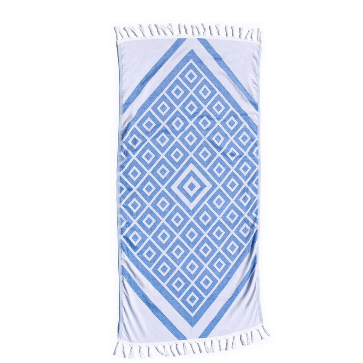 Pomp & Sass Turkish BODY Towel - Geo Diamond Blue/White