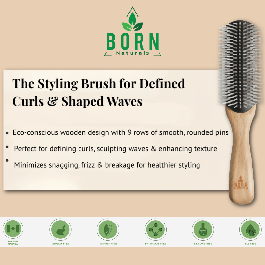 Born Naturals Wood Denman Styling Brush