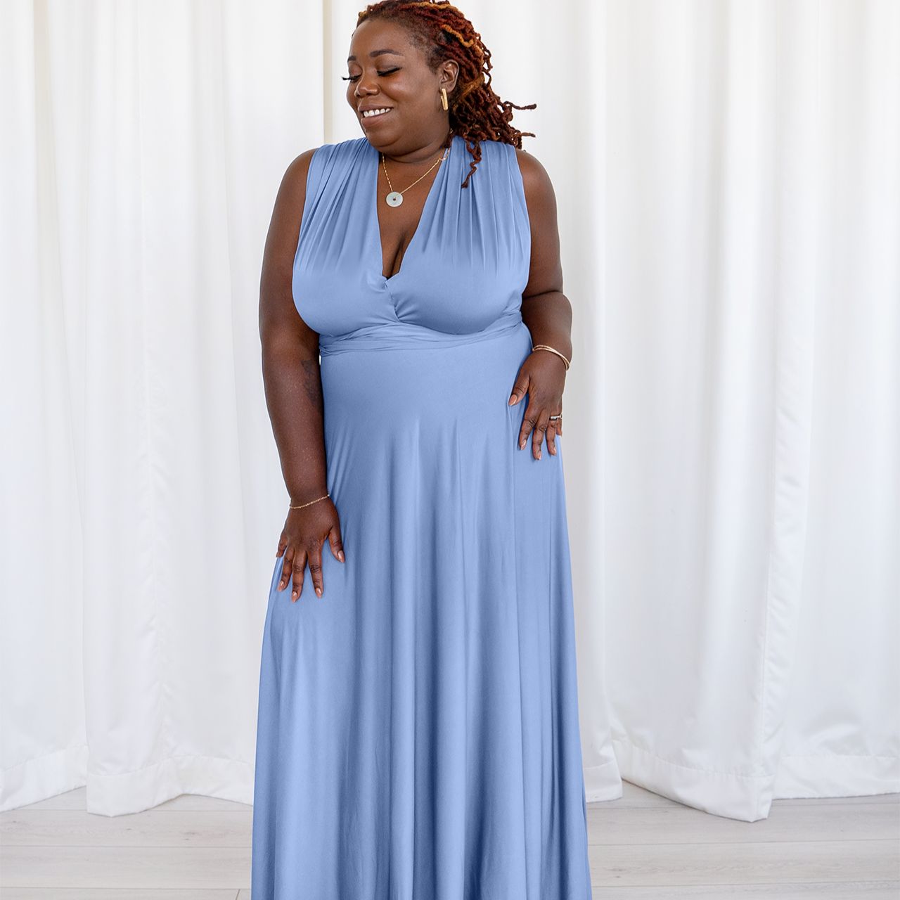 HENKAA Sakura Maxi Dress - Dusty Blue