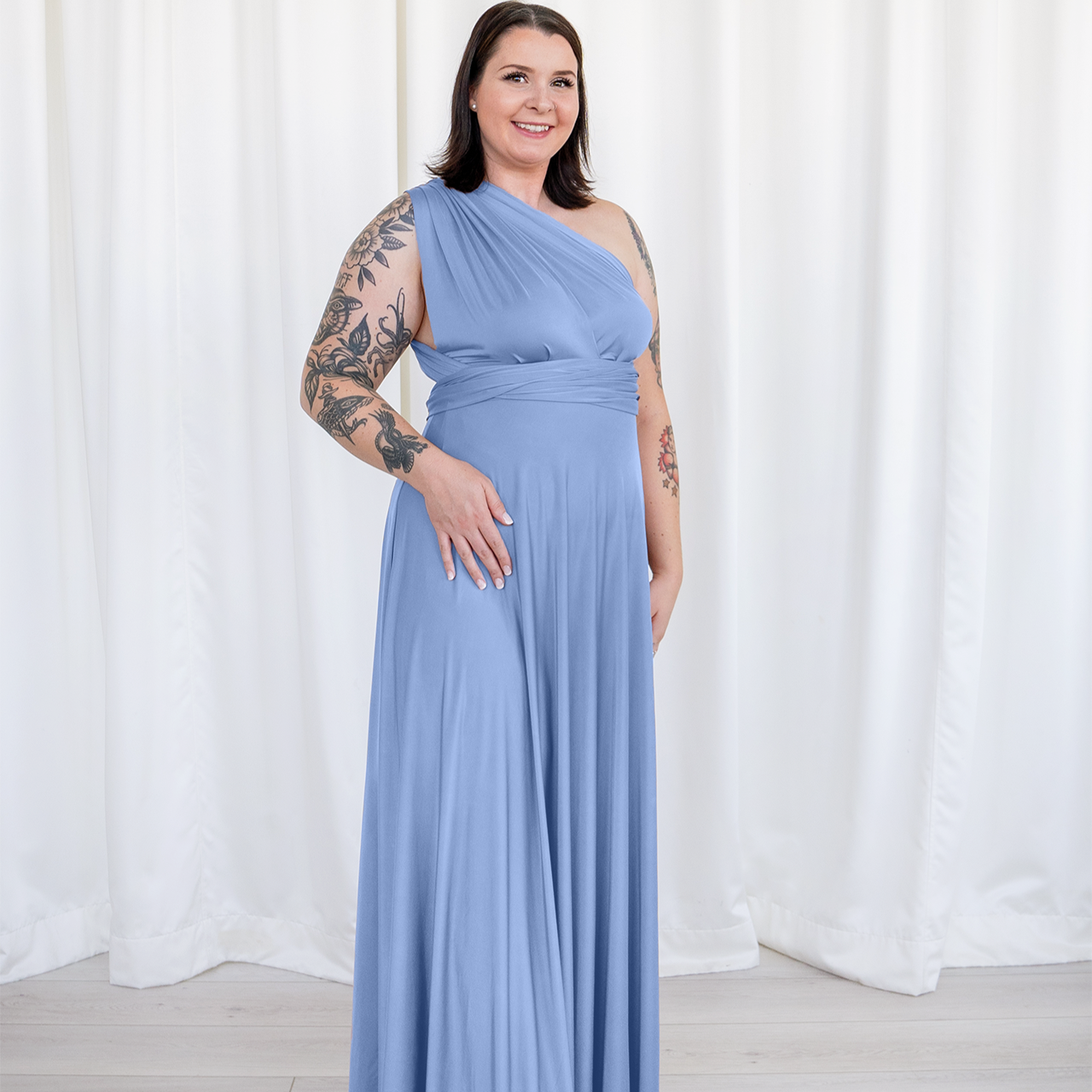 HENKAA Sakura Maxi Dress - Dusty Blue