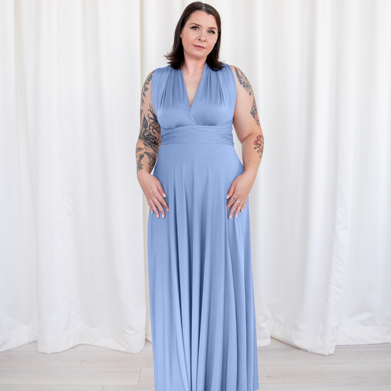 HENKAA Sakura Maxi Dress - Dusty Blue