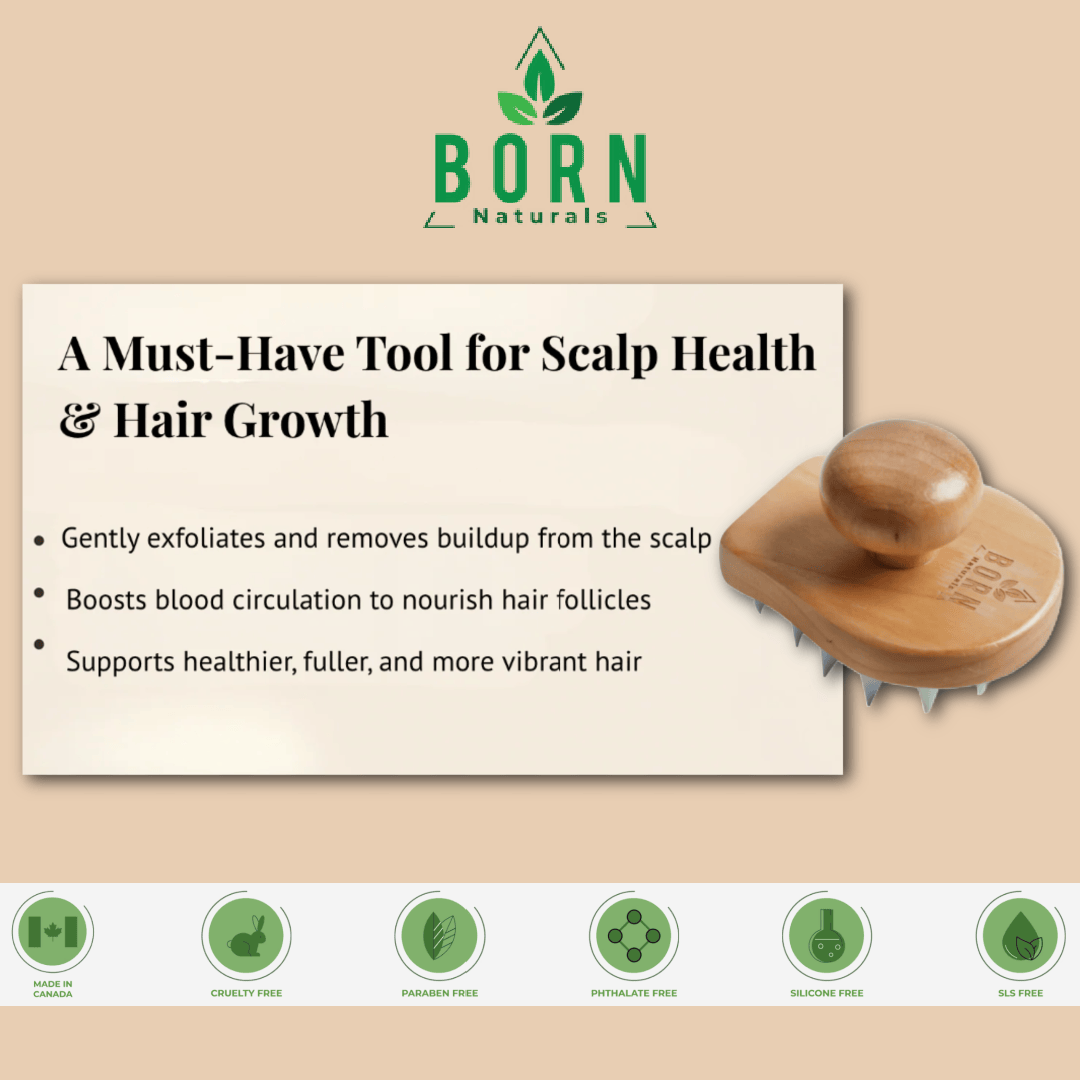 Born Naturals Wood Scalp Massage Brush