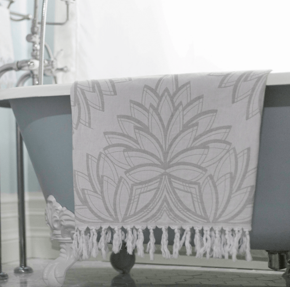 Pomp & Sass Turkish Body Towel - Horona Grey/White