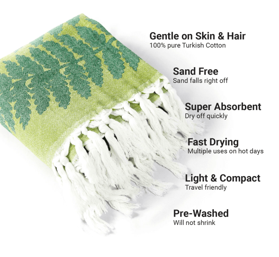 Pomp & Sass Turkish Body Towel - Fern Green