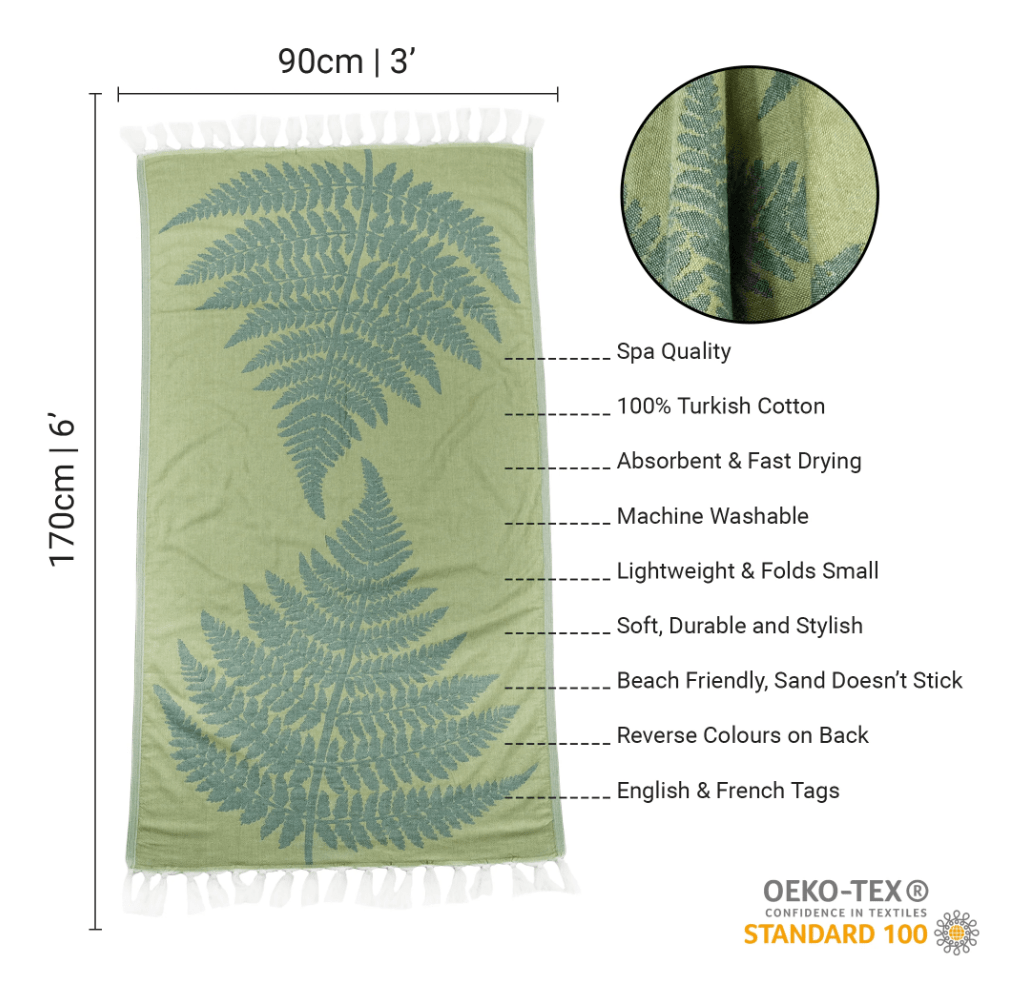 Pomp & Sass Turkish Body Towel - Fern Green