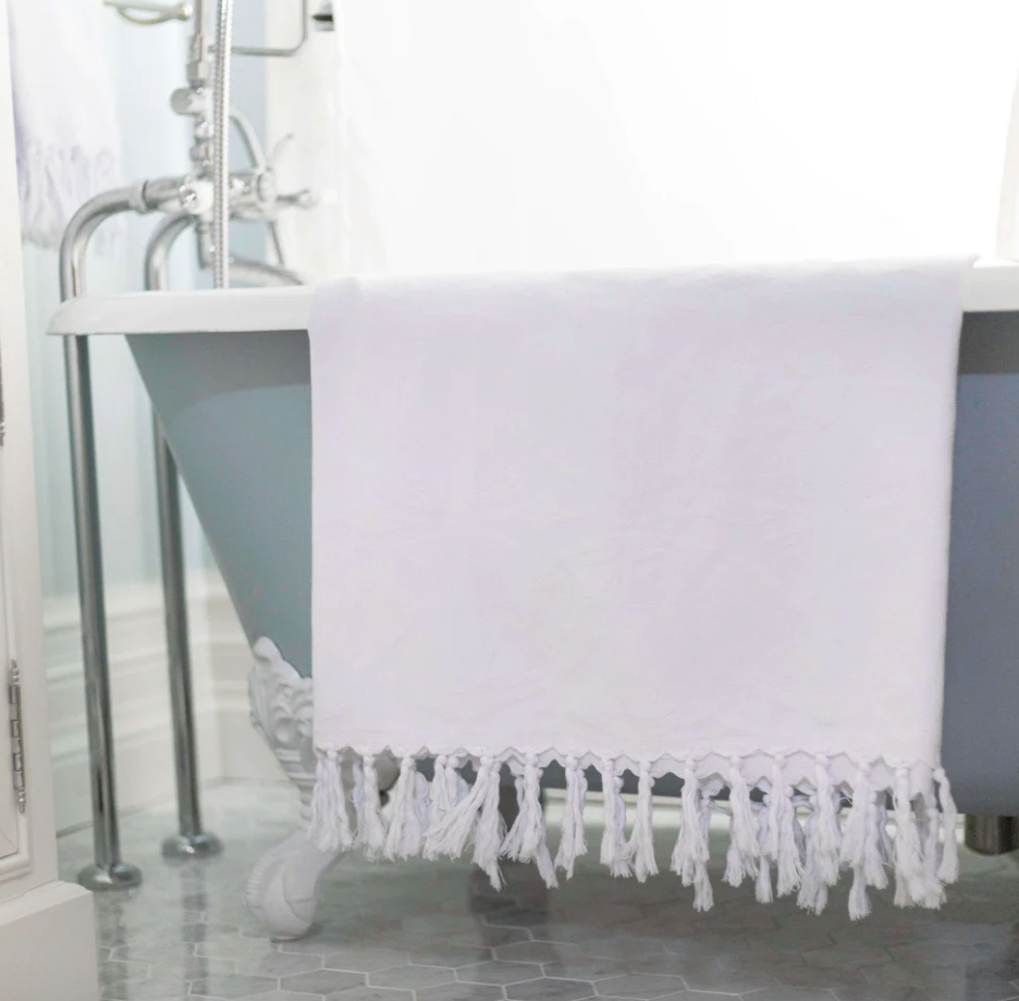 Pomp & Sass Turkish Body Towel - Blanc White