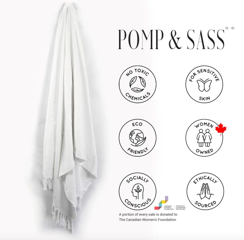 Pomp & Sass Turkish Body Towel - Blanc White