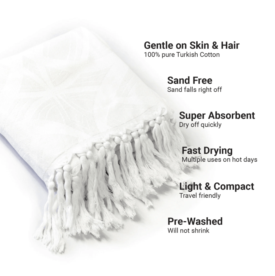 Pomp & Sass Turkish Body Towel - Blanc White