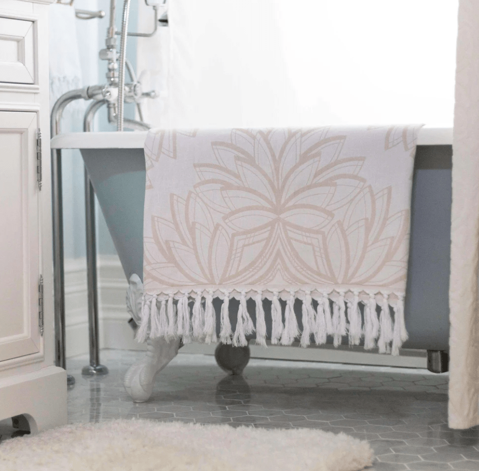 Pomp & Sass Turkish Body Towel - Horona Oat/White