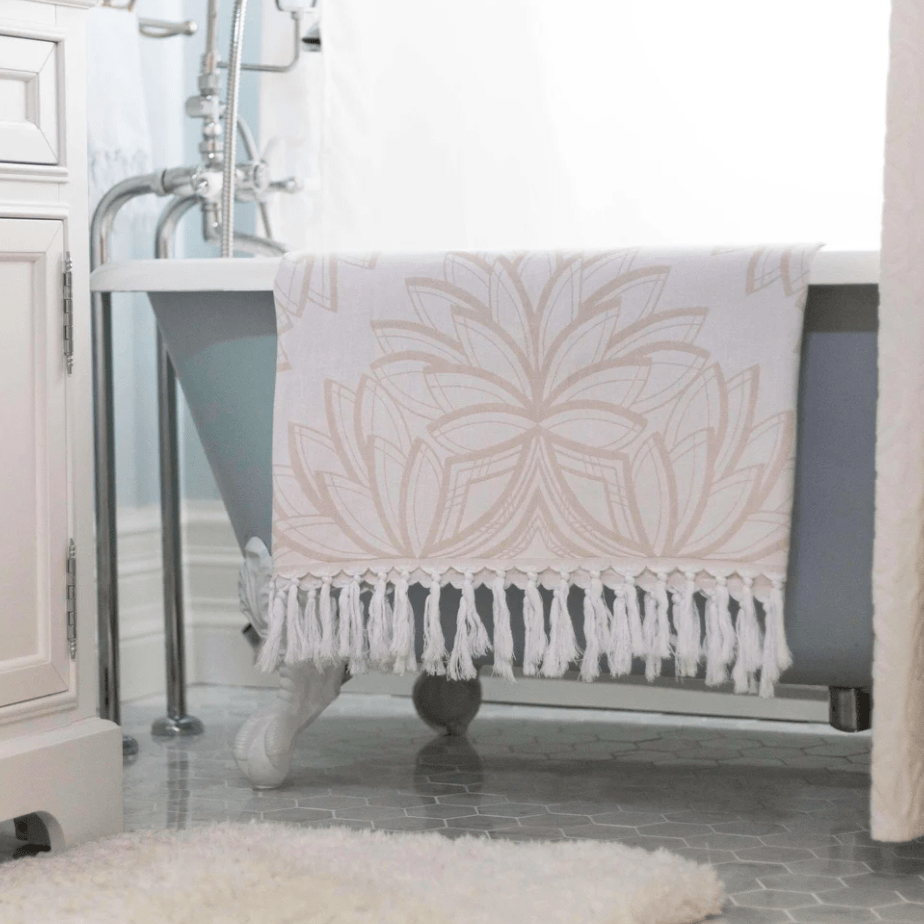 Pomp & Sass Turkish BODY Towel - Horona Oat/White