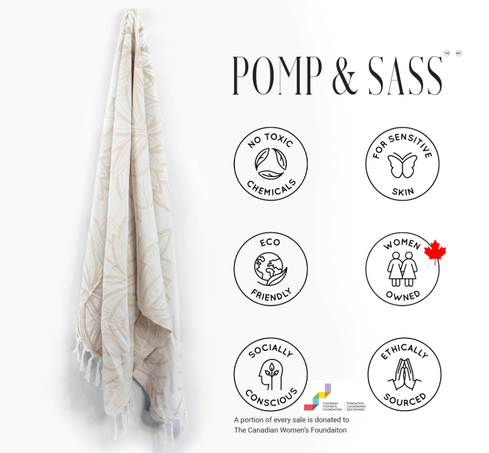 Pomp & Sass Turkish Body Towel - Horona Oat/White