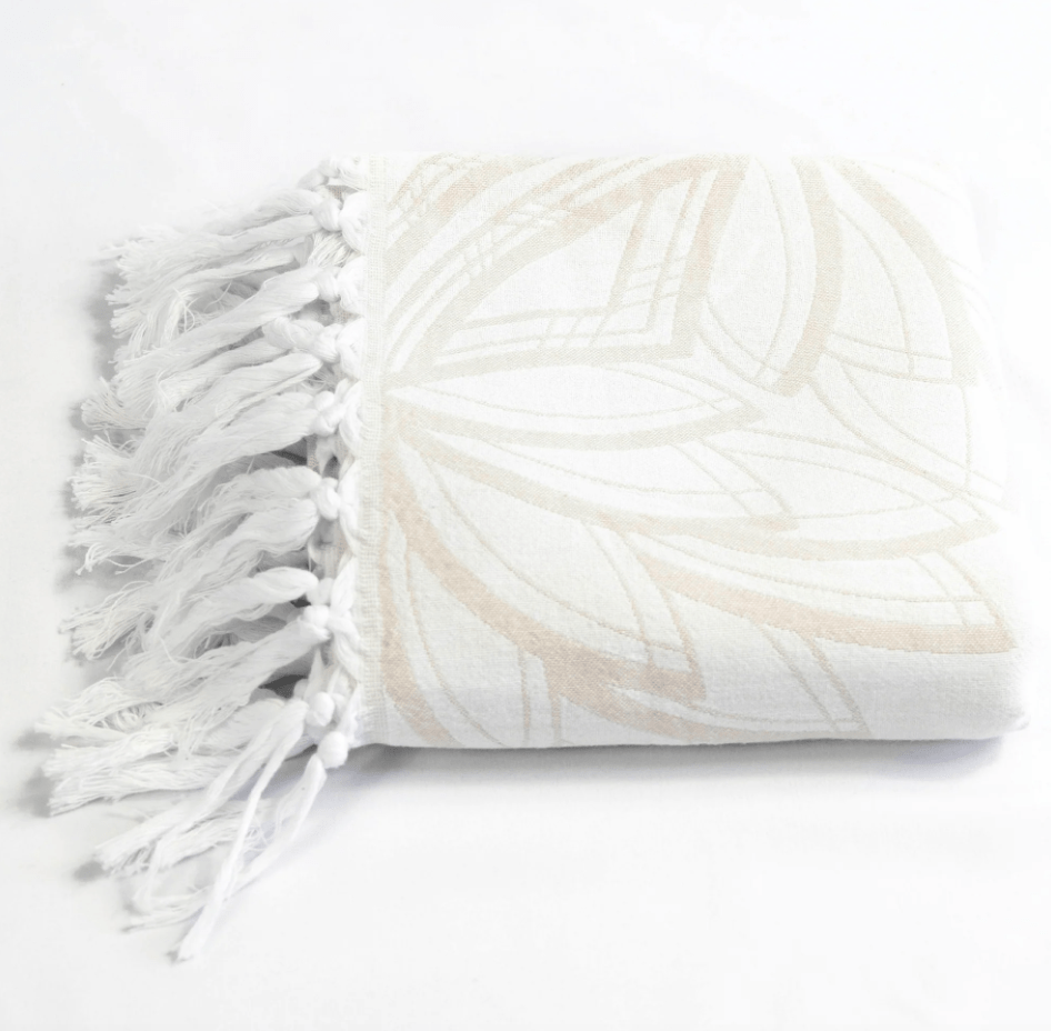 Pomp & Sass Turkish Body Towel - Horona Oat/White