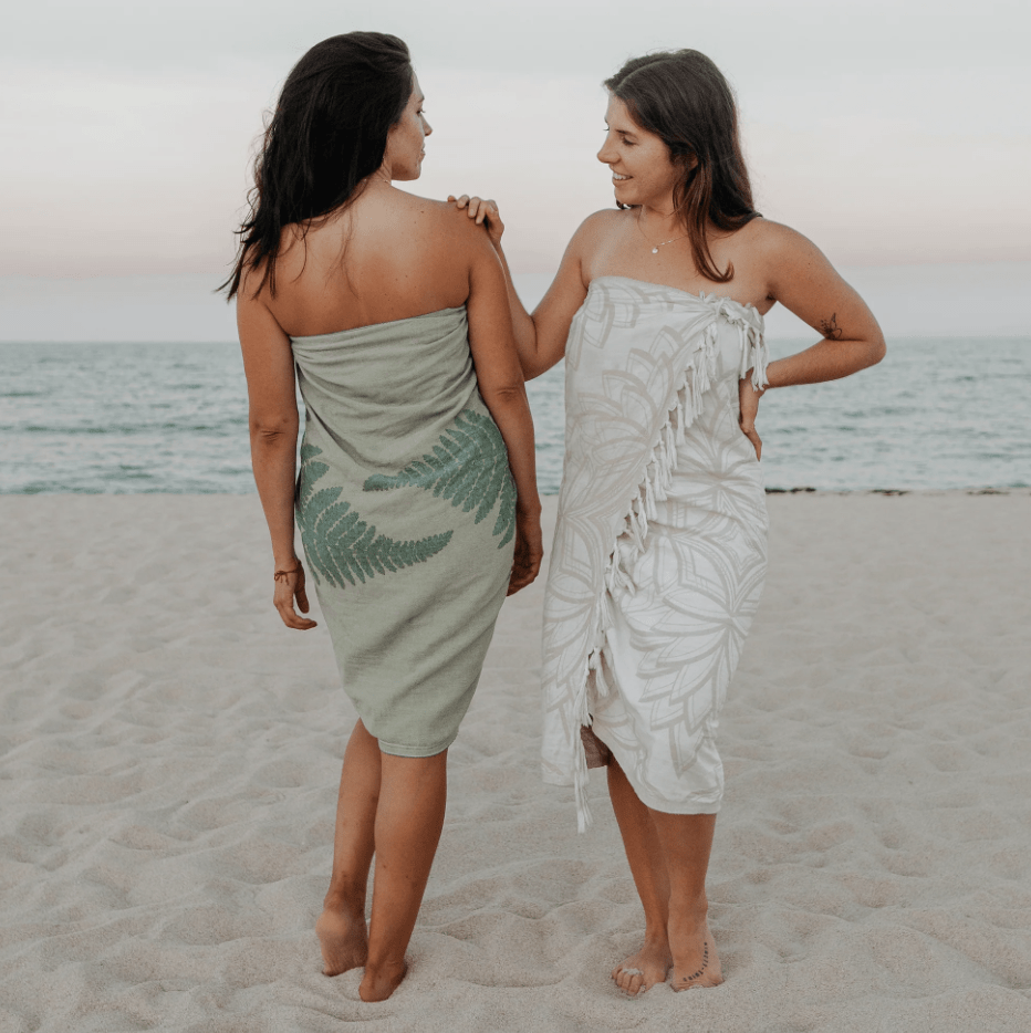 Pomp & Sass Turkish Body Towel - Horona Oat/White