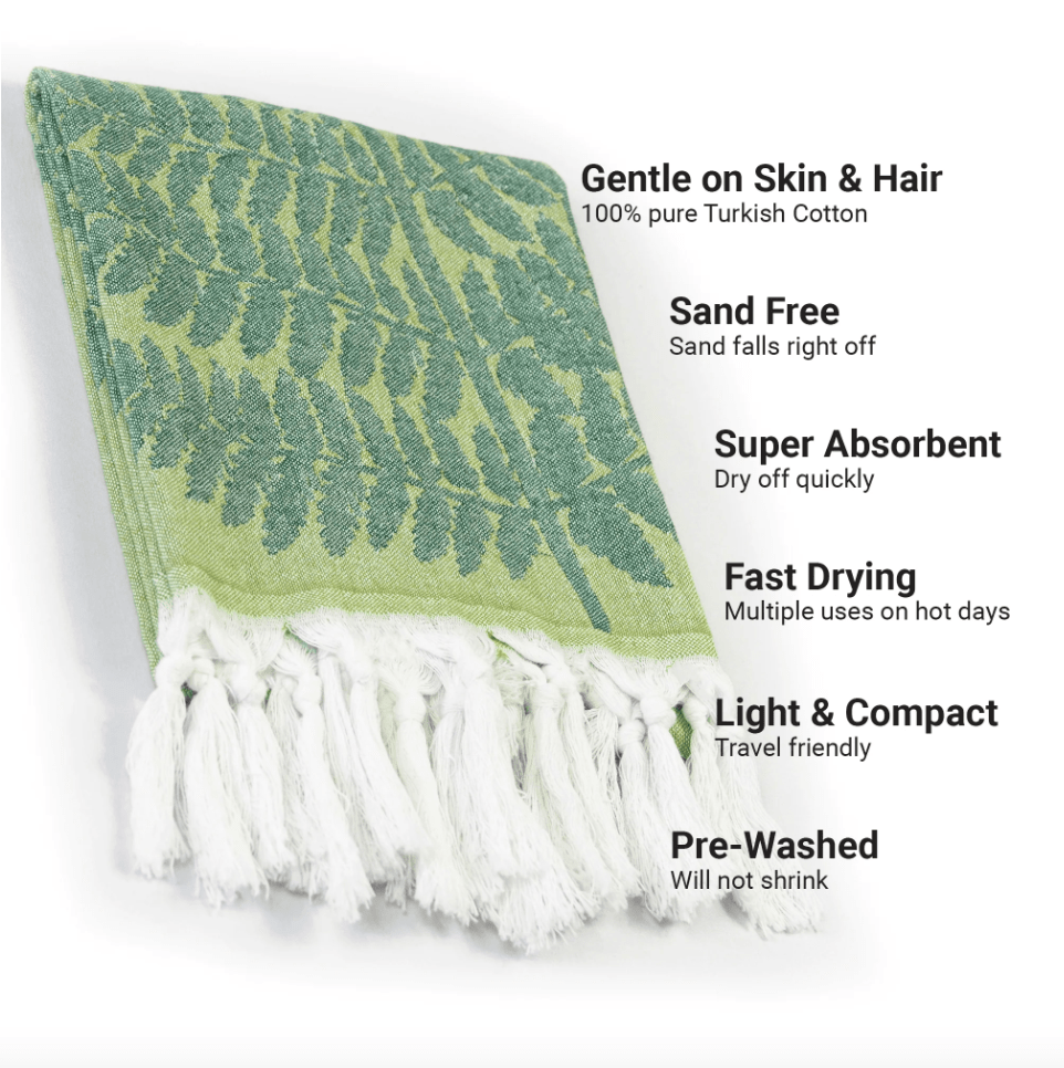 Pomp & Sass Turkish Hand Towel - Fern Green