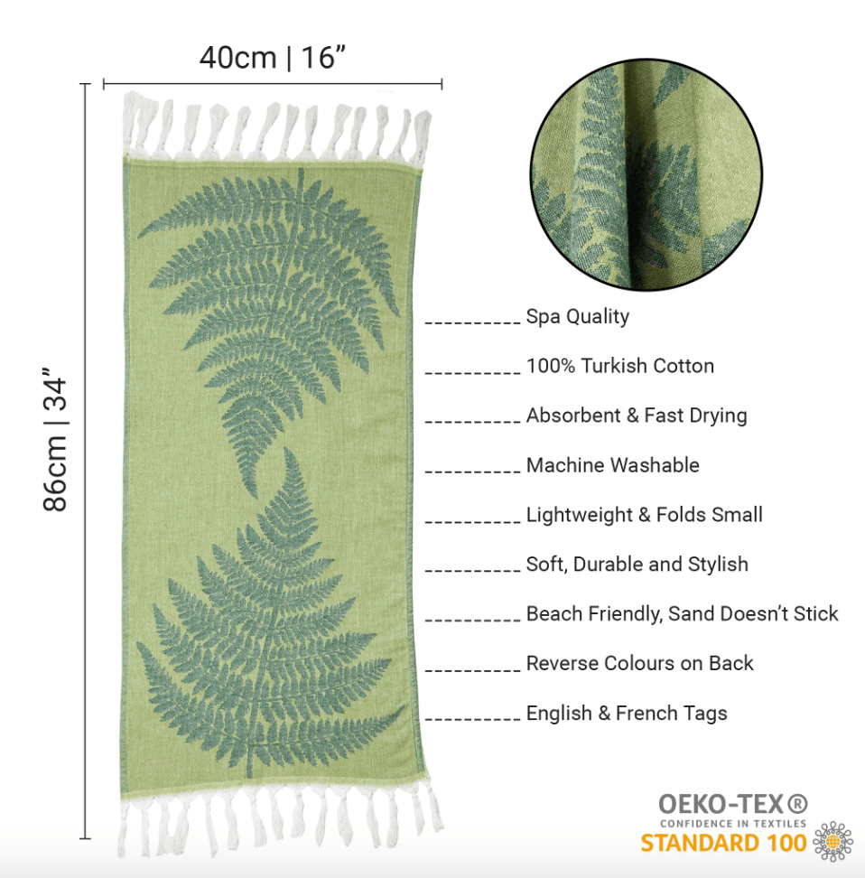 Pomp & Sass Turkish Hand Towel - Fern Green