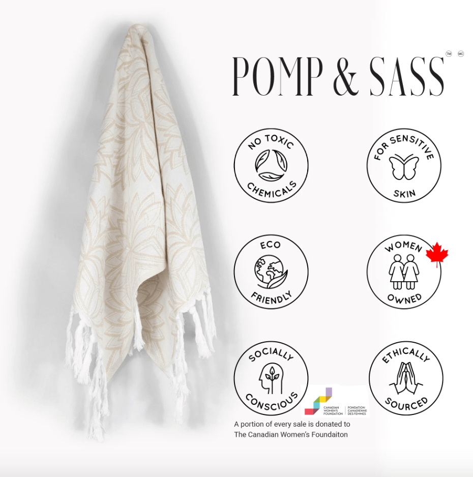 Pomp & Sass Turkish Hand Towel - Horona Oat/White