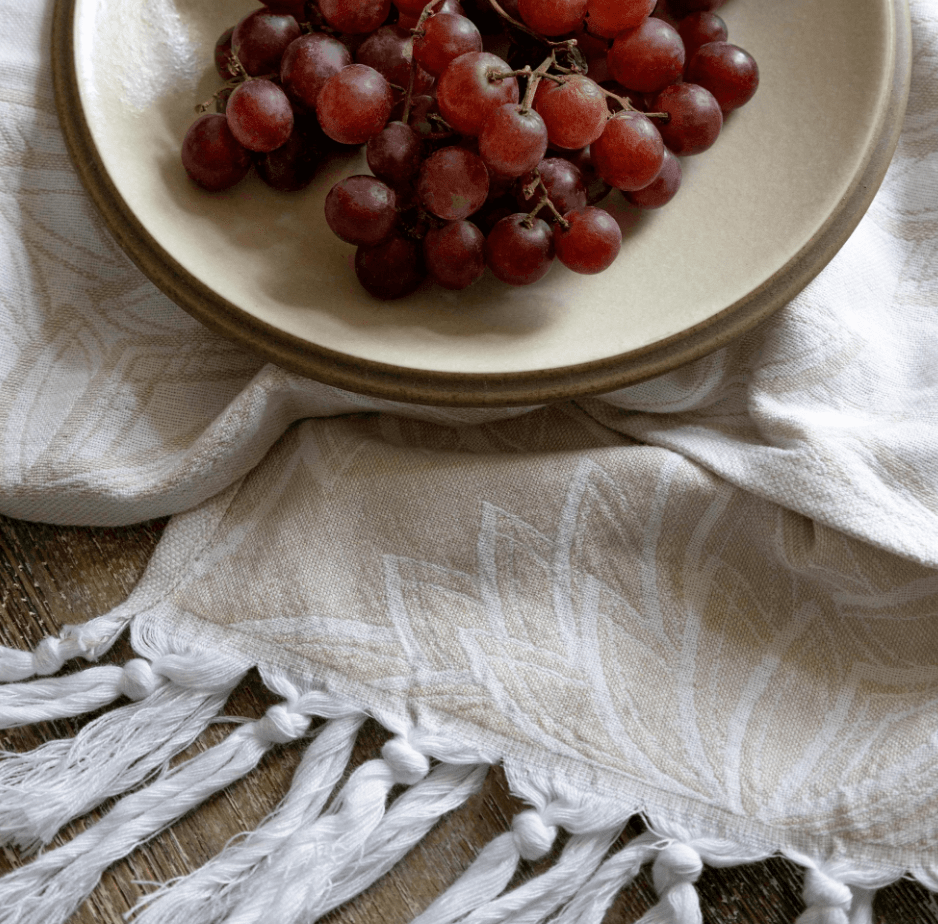 Pomp & Sass Turkish Hand Towel - Horona Oat/White